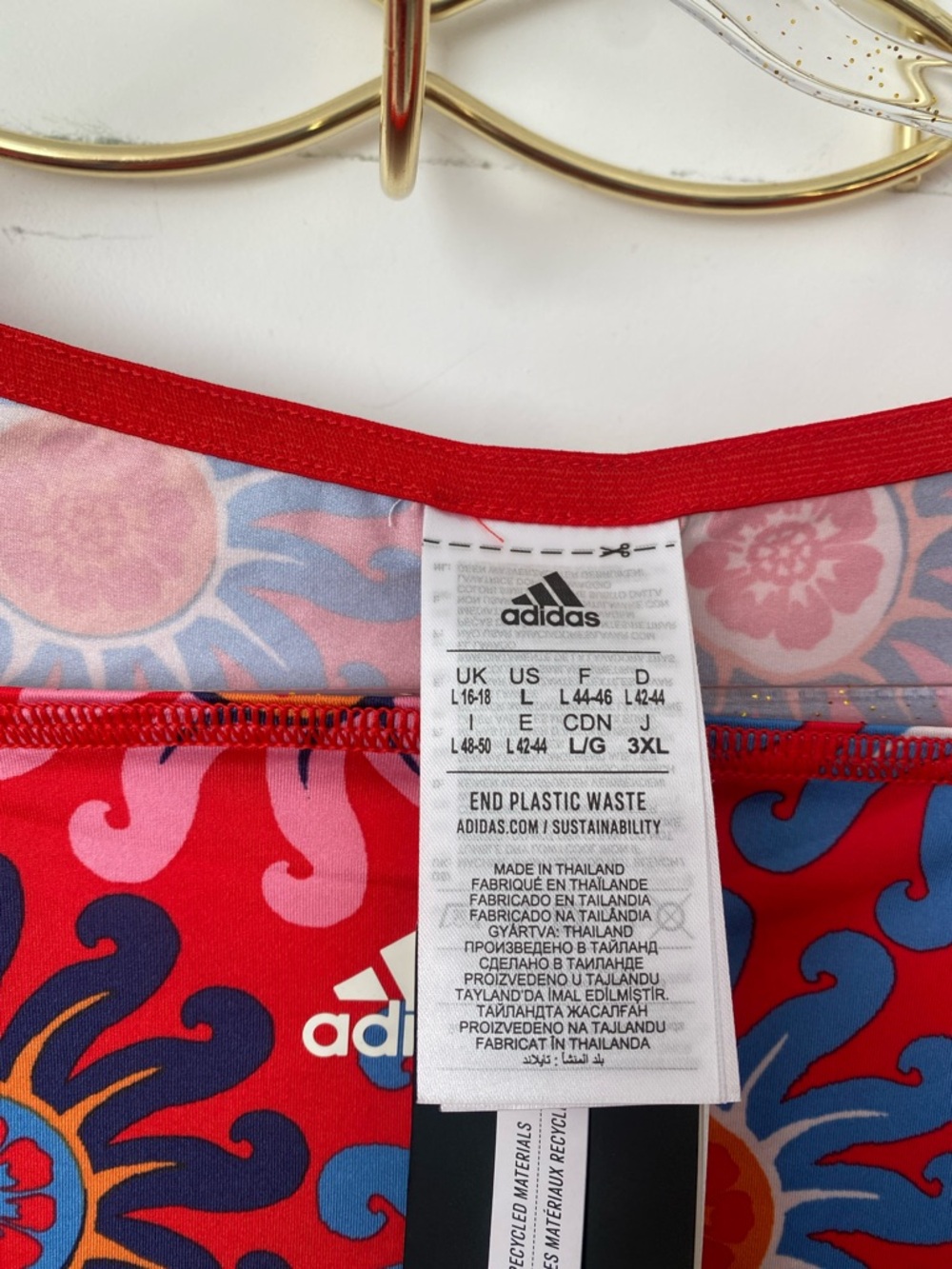 ADIDAS x FARM RIO Women's Red Pink Floral-Print Long Sleeve Crop Top NWT! - Picture 3 of 8